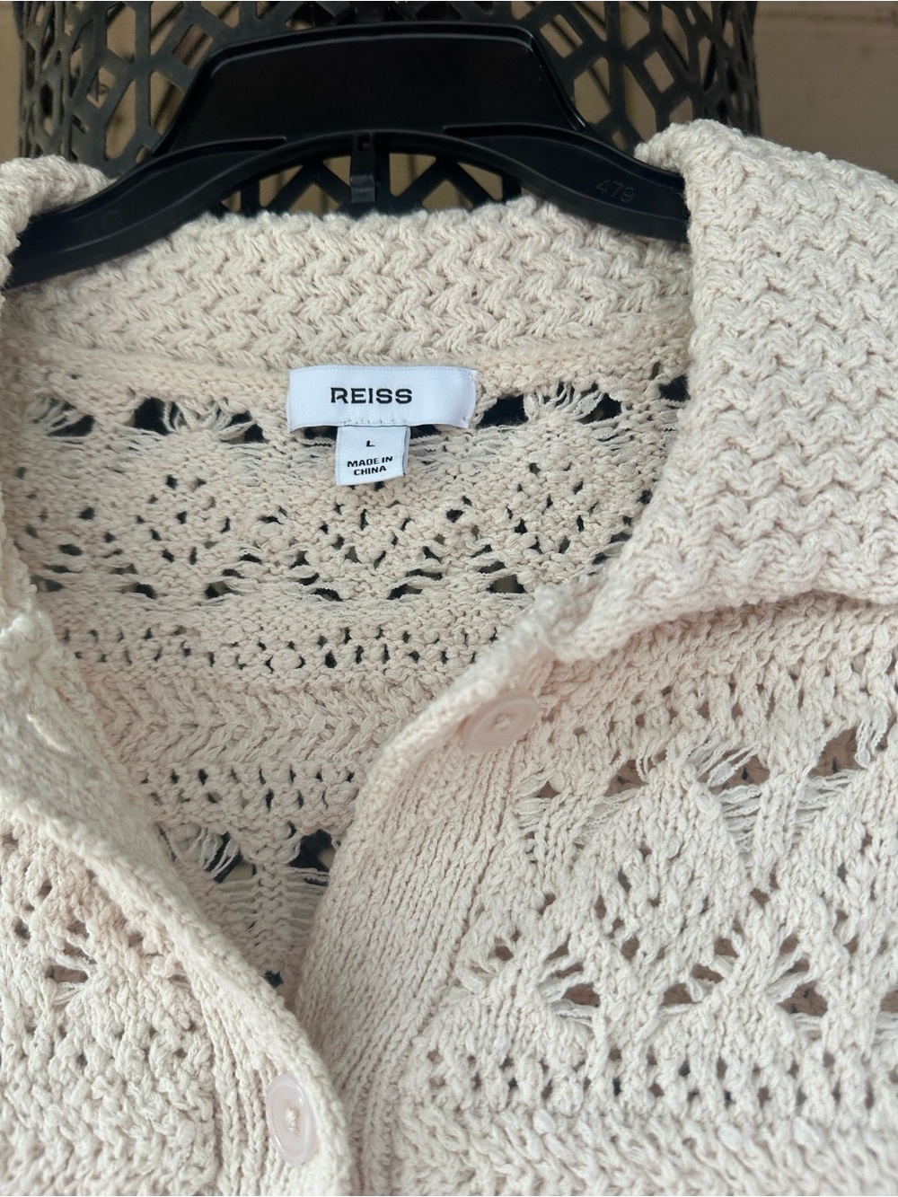 Reiss Cindy Crochet Cardigan - Cream - Picture 3 of 9